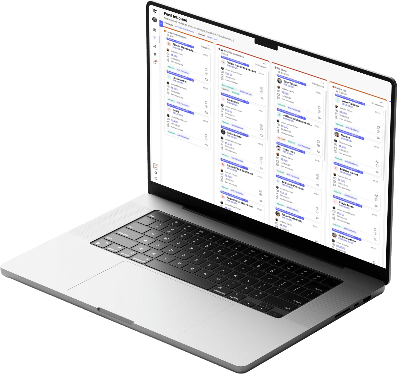 Funil de vendas em kanban — CRM Datacrazy integrado ao Vertex Manager